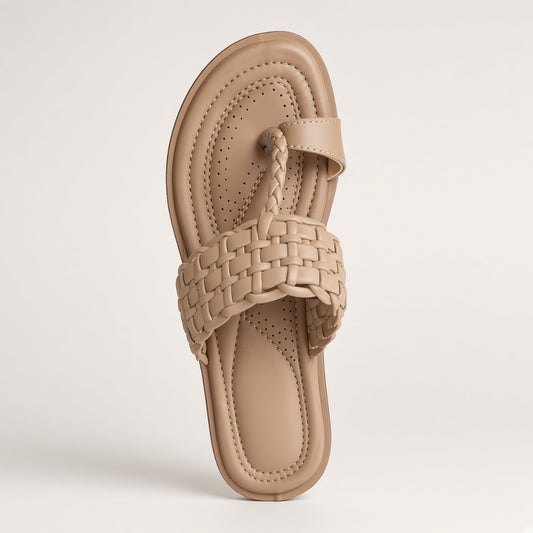 M7- Women’s Padded Woven Toe-Ring Flat Slippers