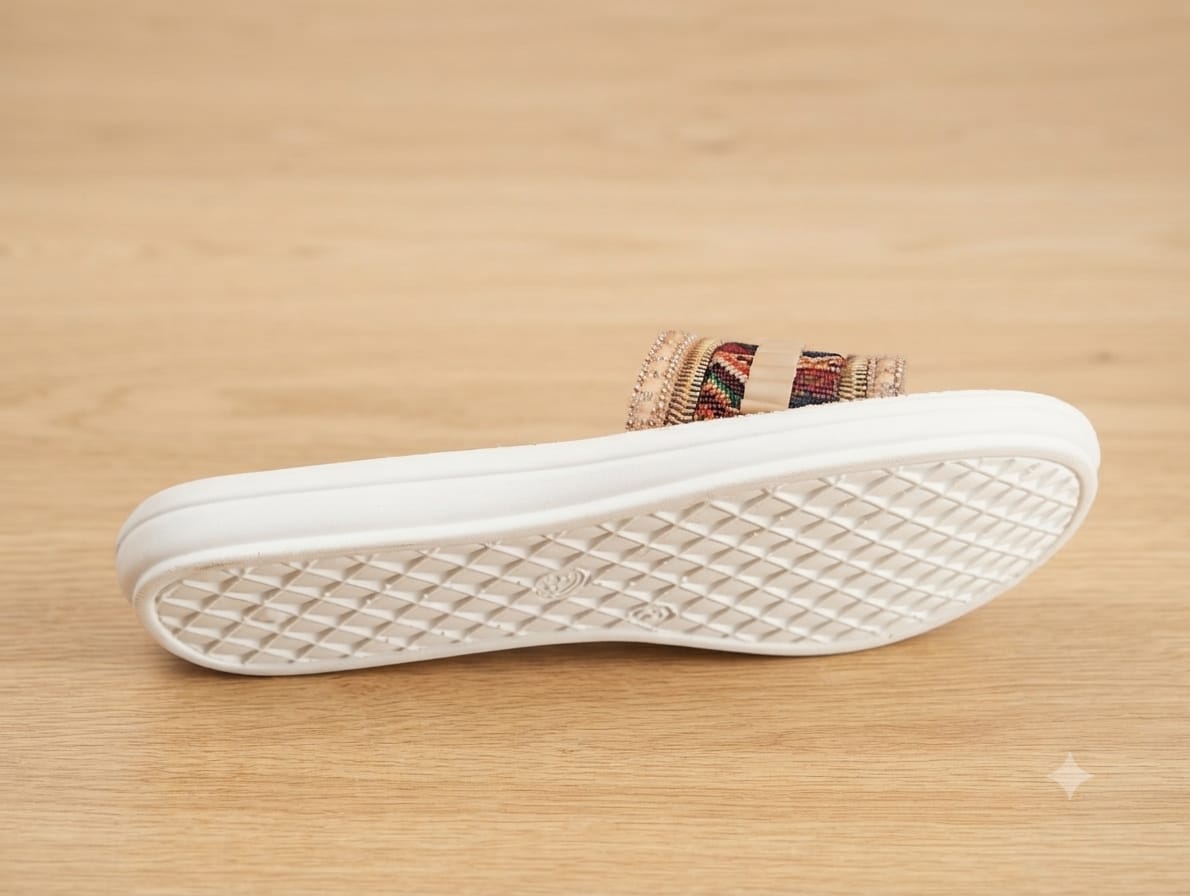 CF7 Women’s Embroidered Boho Flat Slippers / Traditional Chappals