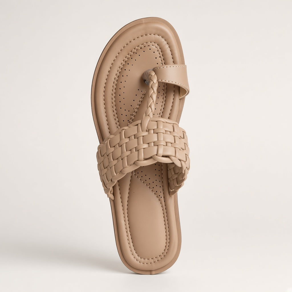 M7- Women’s Padded Woven Toe-Ring Flat Slippers