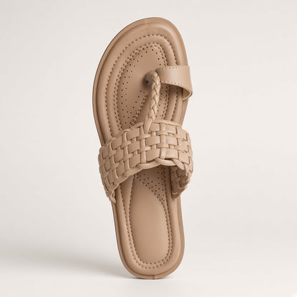 M7- Women’s Padded Woven Toe-Ring Flat Slippers