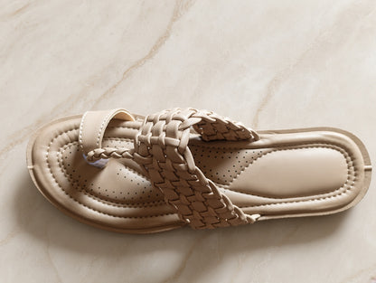 M7- Women’s Padded Woven Toe-Ring Flat Slippers