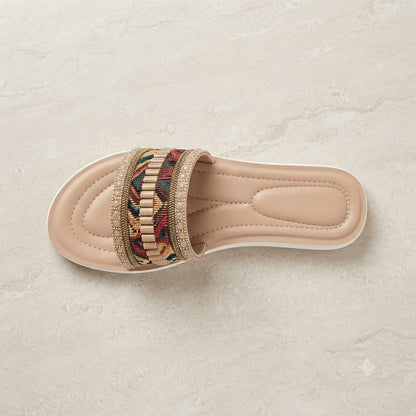 CF7 Women’s Embroidered Boho Flat Slippers / Traditional Chappals