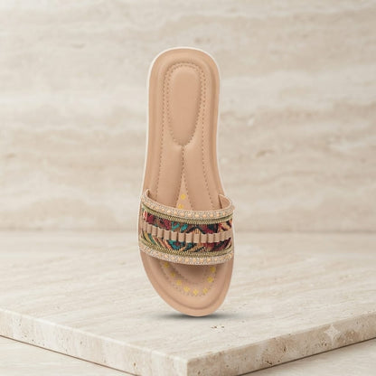 CF7 Women’s Embroidered Boho Flat Slippers / Traditional Chappals