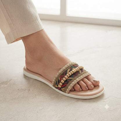 CF7 Women’s Embroidered Boho Flat Slippers / Traditional Chappals